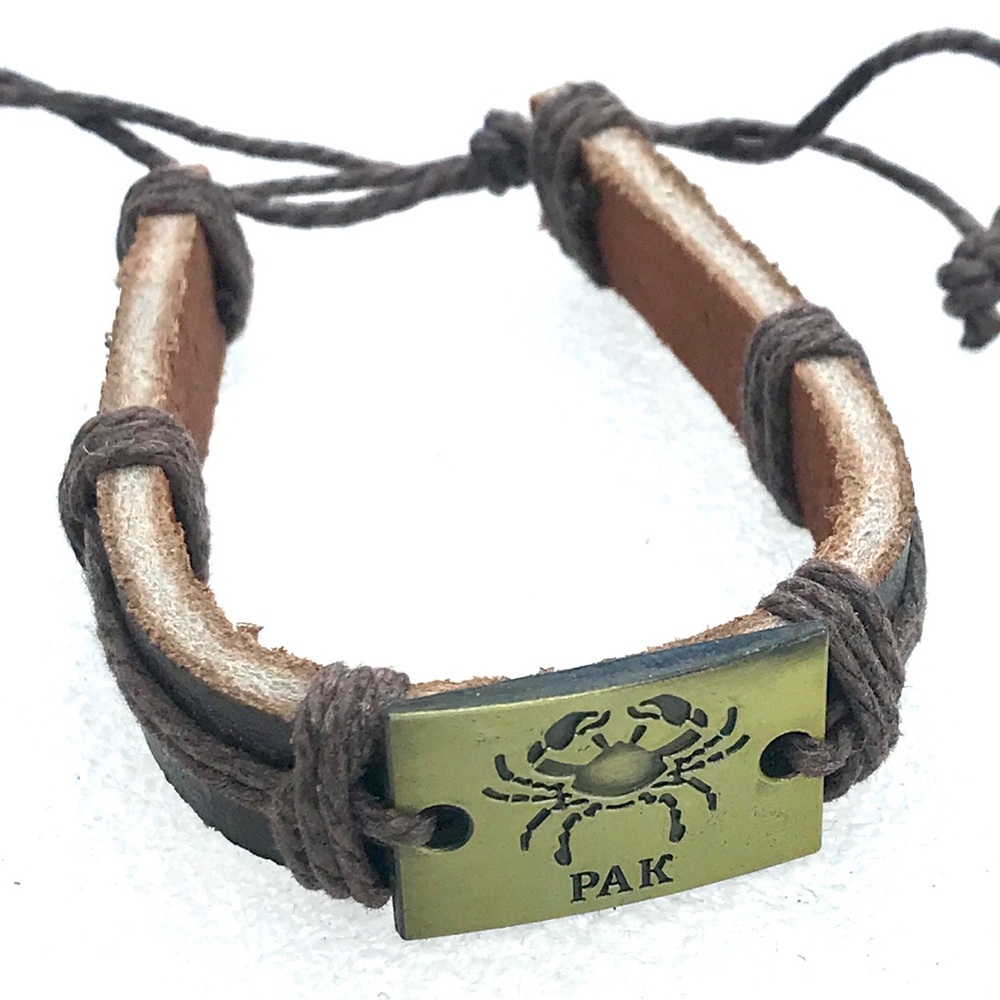 Leather bracelet Cancer Zodiac Рак